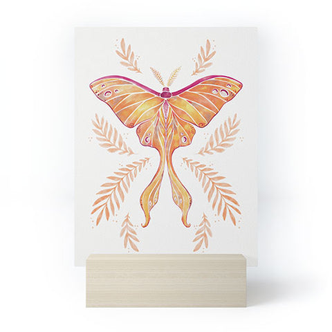 Avenie Luna Moth Fall Orange Mini Art Print