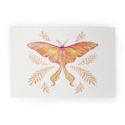 Avenie Luna Moth Fall Orange Welcome Mat