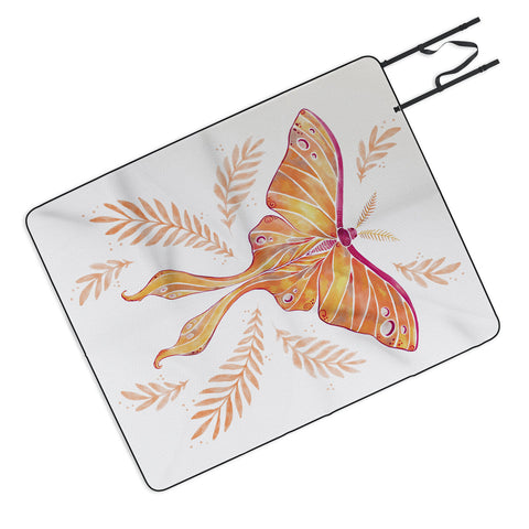 Avenie Luna Moth Fall Orange Picnic Blanket