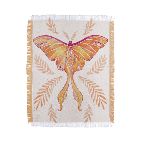 Avenie Luna Moth Fall Orange Throw Blanket