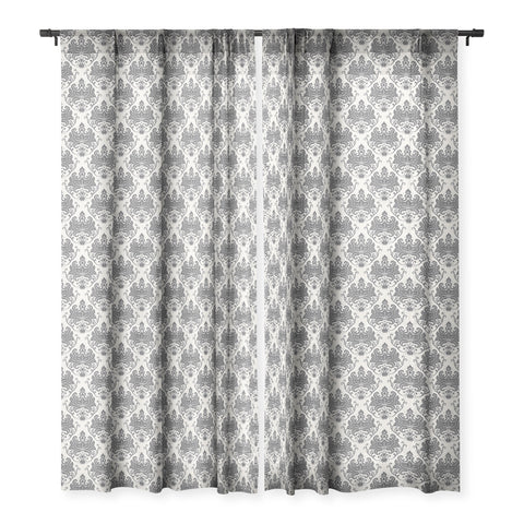 Avenie Luxury Damask Neutral Sheer Window Curtain