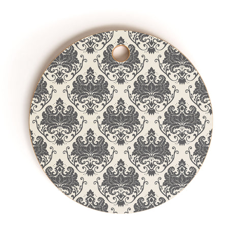 Avenie Luxury Damask Neutral Cutting Board Round