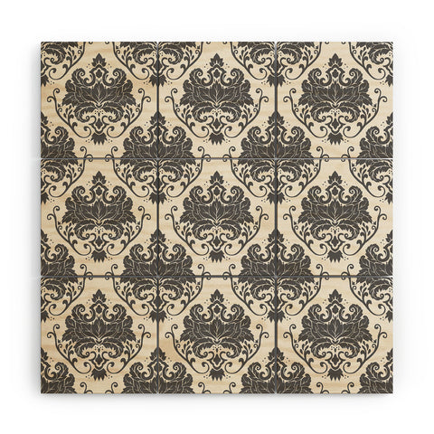 Avenie Luxury Damask Neutral Wood Wall Mural