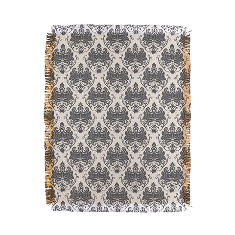 Avenie Luxury Damask Neutral Throw Blanket