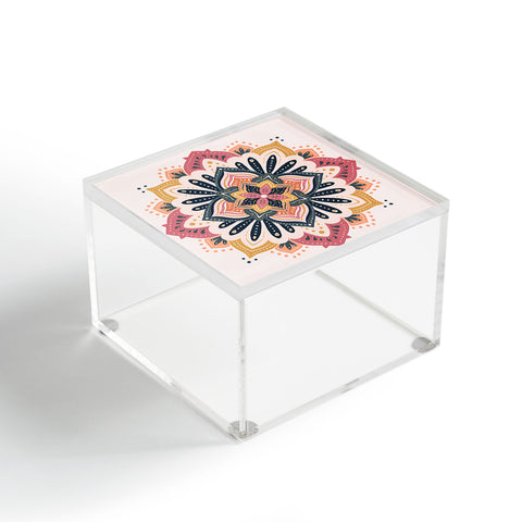 Avenie Mandala Pink Yellow and Navy Acrylic Box