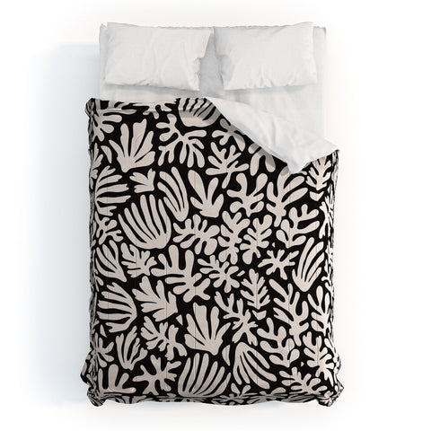 Avenie Matisse Inspired Shapes Black I Comforter