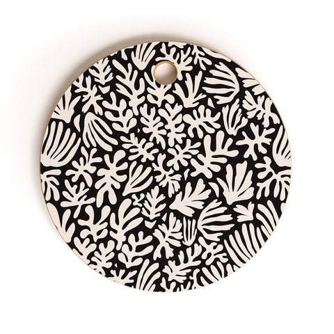 Avenie Matisse Inspired Shapes Black I Cutting Board Round