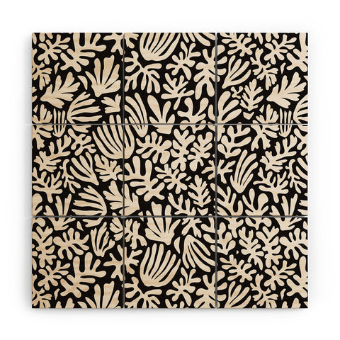 Avenie Matisse Inspired Shapes Black I Wood Wall Mural