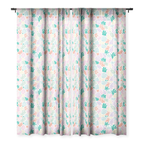 Avenie Matisse Inspired Shapes Pastel Sheer Window Curtain