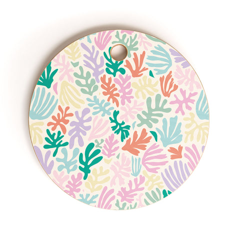 Avenie Matisse Inspired Shapes Pastel Cutting Board Round