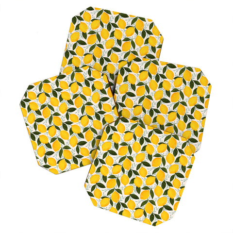 Avenie Mediterranean Summer Lemons Coaster Set