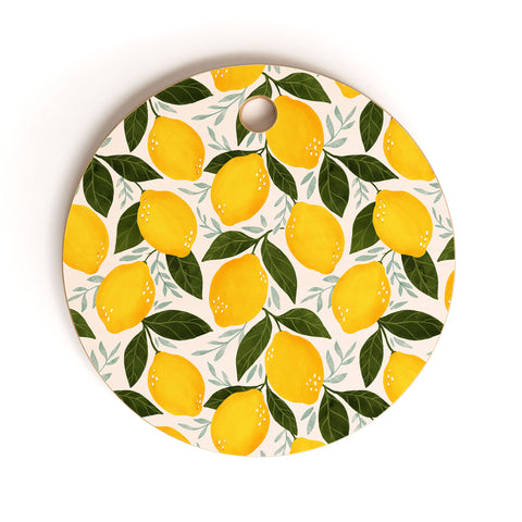 Avenie Mediterranean Summer Lemons Cutting Board Round