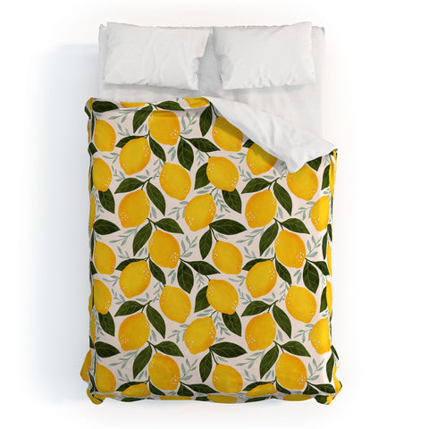 Avenie Mediterranean Summer Lemons Duvet Cover