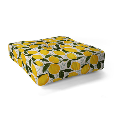 Avenie Mediterranean Summer Lemons Floor Pillow Square