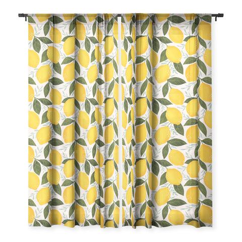 Avenie Mediterranean Summer Lemons I Sheer Window Curtain