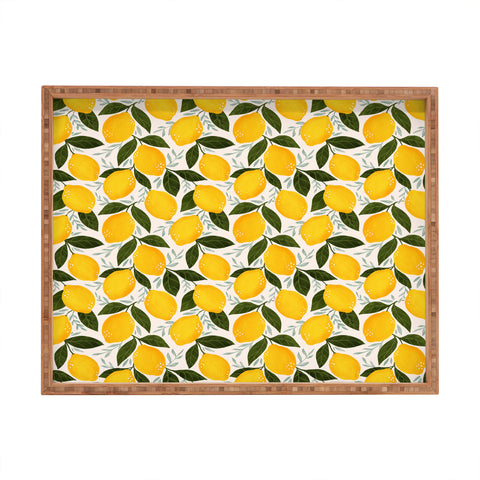 Avenie Mediterranean Summer Lemons I Rectangular Tray