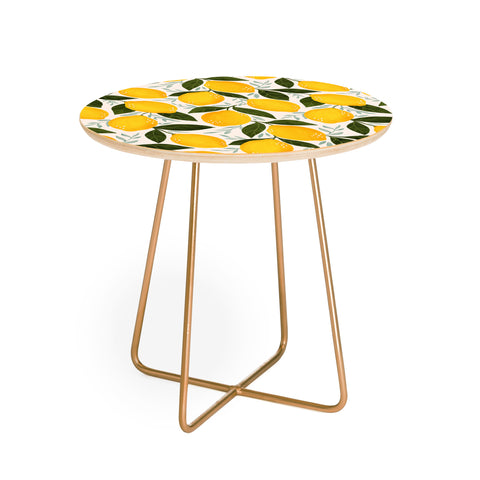 Avenie Mediterranean Summer Lemons I Round Side Table