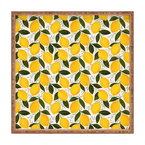 Avenie Mediterranean Summer Lemons I Square Tray