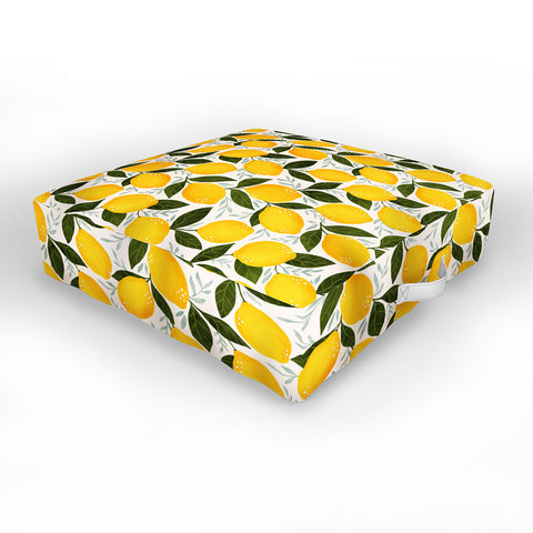 Avenie Mediterranean Summer Lemons Outdoor Floor Cushion