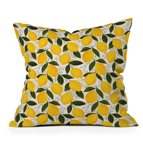 Avenie Mediterranean Summer Lemons Throw Pillow