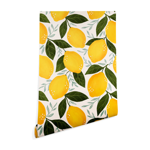 Avenie Mediterranean Summer Lemons Wallpaper