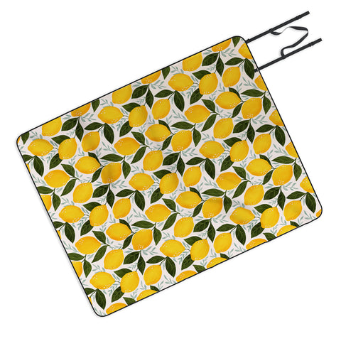Avenie Mediterranean Summer Lemons Picnic Blanket