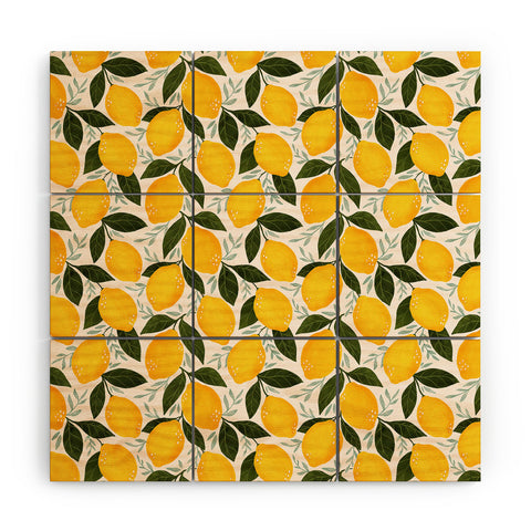 Avenie Mediterranean Summer Lemons Wood Wall Mural