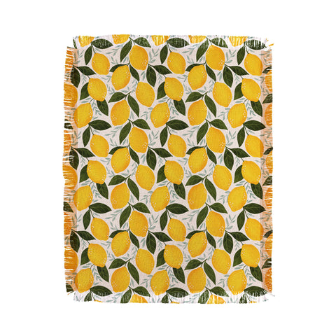 Avenie Mediterranean Summer Lemons Throw Blanket