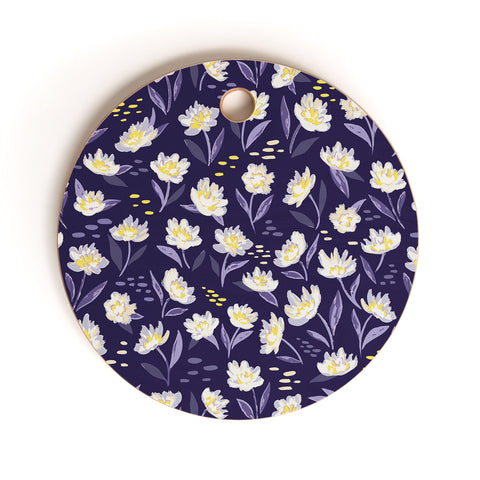 Avenie Midnight Desert Blooms Cutting Board Round