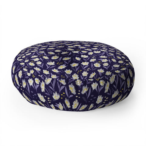 Avenie Midnight Desert Blooms Floor Pillow Round