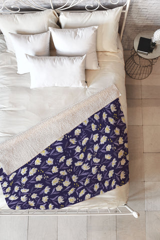 Avenie Midnight Desert Blooms Fleece Throw Blanket