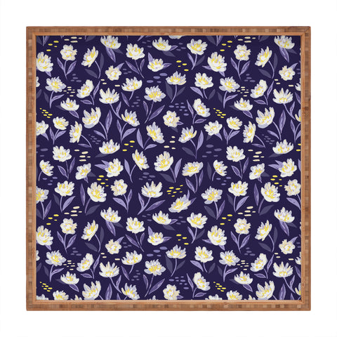 Avenie Midnight Desert Blooms Square Tray