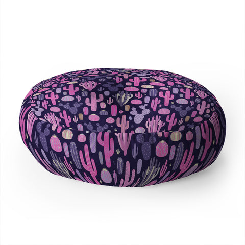 Avenie Midnight Desert Cacti Floor Pillow Round