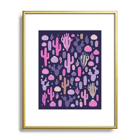 Avenie Midnight Desert Cacti Metal Framed Art Print