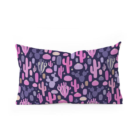 Avenie Midnight Desert Cacti Oblong Throw Pillow
