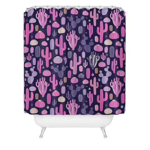 Avenie Midnight Desert Cacti Shower Curtain