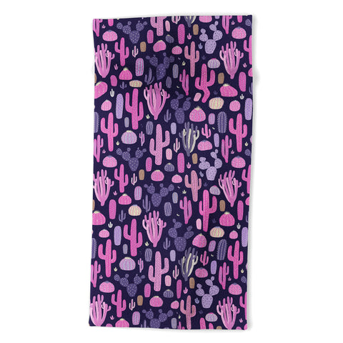 Avenie Midnight Desert Cacti Beach Towel