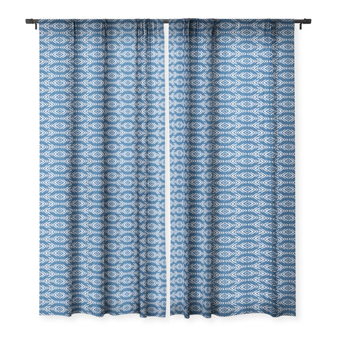 Avenie Minimal Boho Pattern Navy Sheer Window Curtain