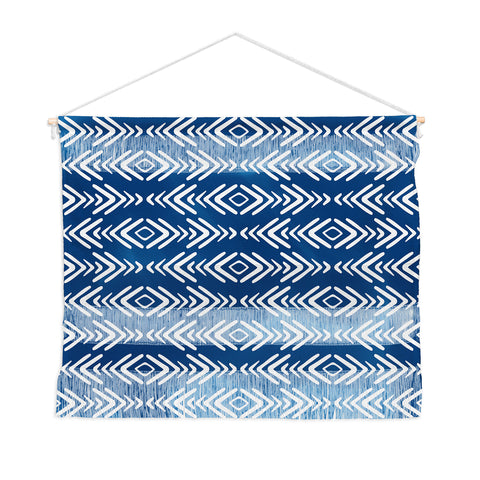 Avenie Minimal Boho Pattern Navy Wall Hanging Landscape