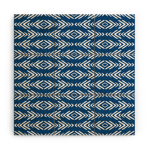 Avenie Minimal Boho Pattern Navy Wood Wall Mural