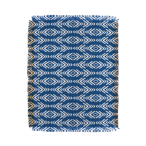 Avenie Minimal Boho Pattern Navy Throw Blanket
