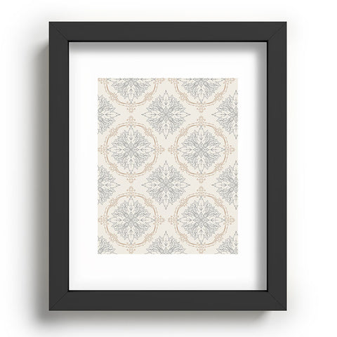Avenie Modern Floral Damask Neutral Recessed Framing Rectangle