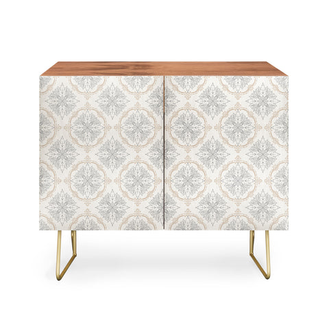 Avenie Modern Floral Damask Neutral Credenza