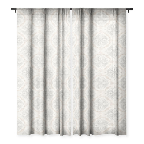 Avenie Modern Floral Damask Neutral Sheer Non Repeat