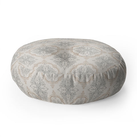 Avenie Modern Floral Damask Neutral Floor Pillow Round