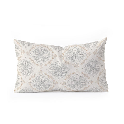Avenie Modern Floral Damask Neutral Oblong Throw Pillow