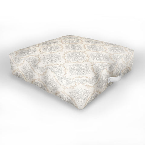 Avenie Modern Floral Damask Neutral Outdoor Floor Cushion