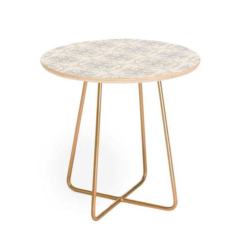 Avenie Modern Floral Damask Neutral Round Side Table
