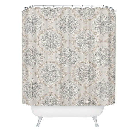 Avenie Modern Floral Damask Neutral Shower Curtain
