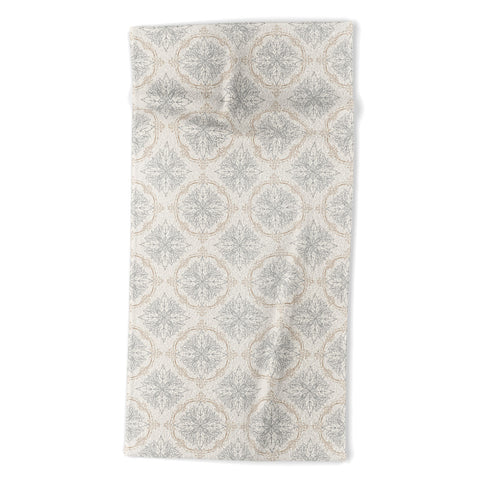 Avenie Modern Floral Damask Neutral Beach Towel